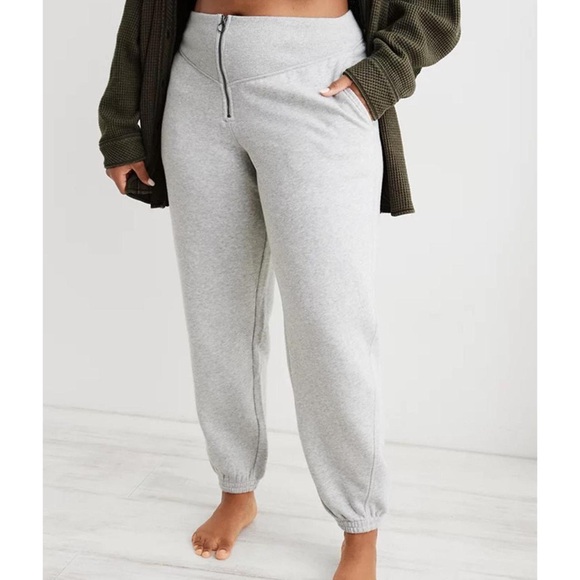 Aerie corset front zip gray sweatpants - Picture 1 of 5